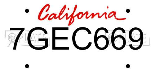 7GEC669 California License Plate