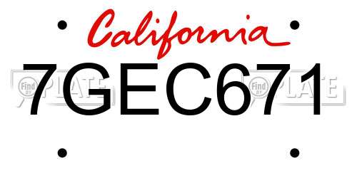 7GEC671 California License Plate