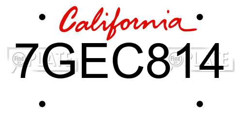 7GEC814 California License Plate