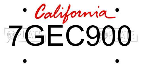 7GEC900 California License Plate
