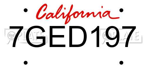 7GED197 California License Plate
