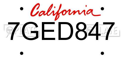 7GED847 California License Plate