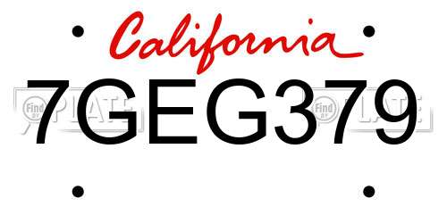 7GEG379 California License Plate