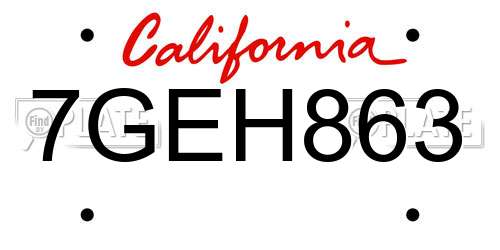 7GEH863 California License Plate