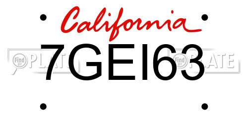 7GEI63 California License Plate