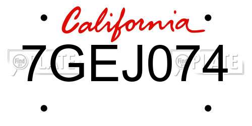 7GEJ074 California License Plate