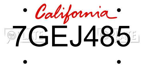7GEJ485 California License Plate