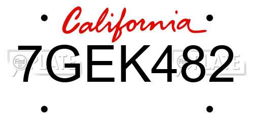 7GEK482 California License Plate