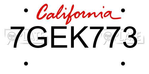 7GEK773 California License Plate
