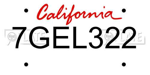 7GEL322 California License Plate