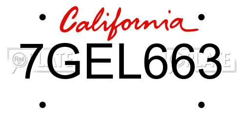 7GEL663 California License Plate