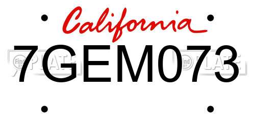 7GEM073 California License Plate