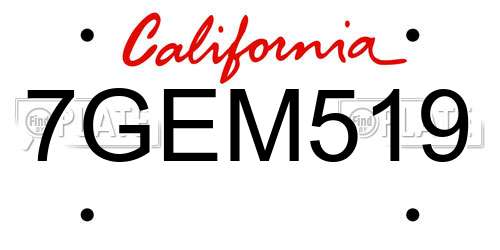 7GEM519 California License Plate