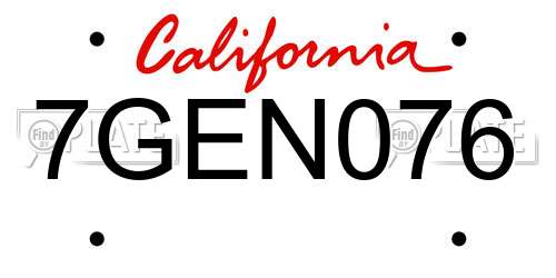 7GEN076 California License Plate