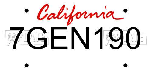 7GEN190 California License Plate