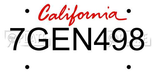 7GEN498 California License Plate