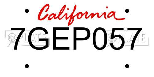 7GEP057 California License Plate