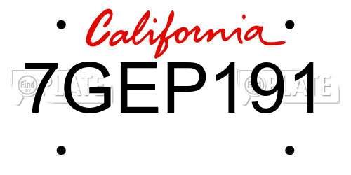 7GEP191 California License Plate