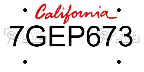 7GEP673 California License Plate