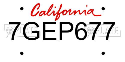 7GEP677 California License Plate
