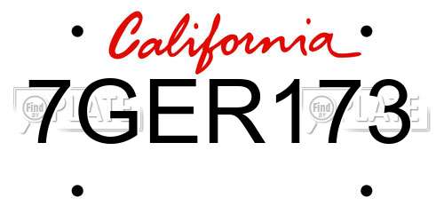 7GER173 California License Plate