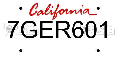 7GER601 California License Plate