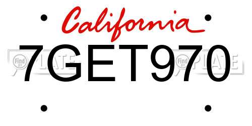 7GET970 California License Plate