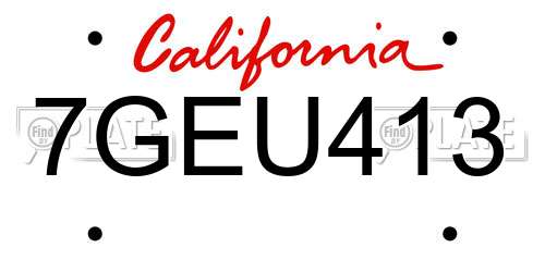 7GEU413 California License Plate
