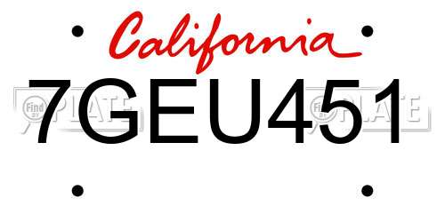 7GEU451 California License Plate