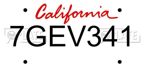 7GEV341 California License Plate