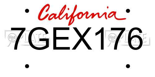 7GEX176 California License Plate
