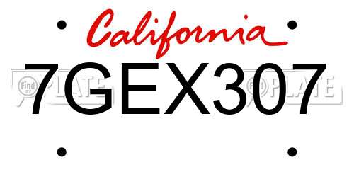 7GEX307 California License Plate