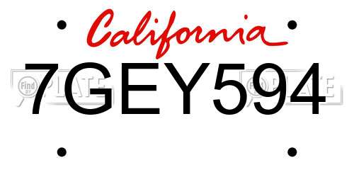 7GEY594 California License Plate
