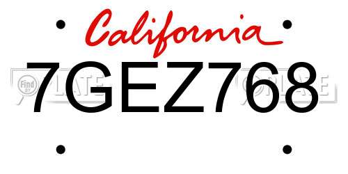 7GEZ768 California License Plate