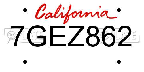 7GEZ862 California License Plate