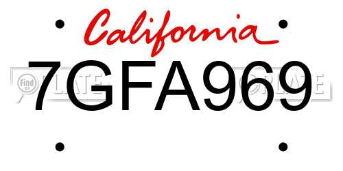 7GFA969 California License Plate