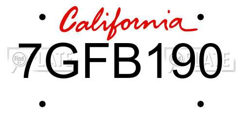 7GFB190 California License Plate