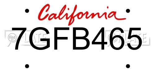 7GFB465 California License Plate