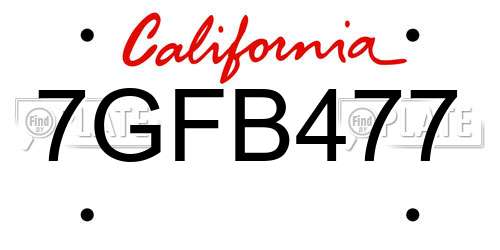 7GFB477 California License Plate