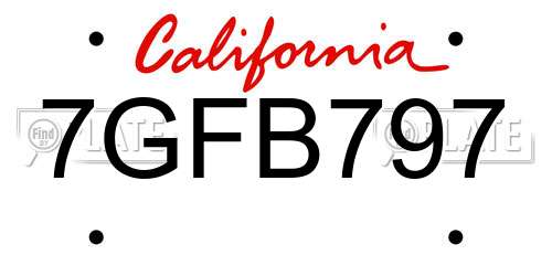 7GFB797 California License Plate