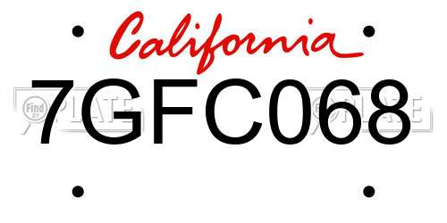 7GFC068 California License Plate