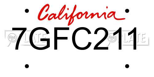 7GFC211 California License Plate