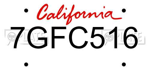 7GFC516 California License Plate