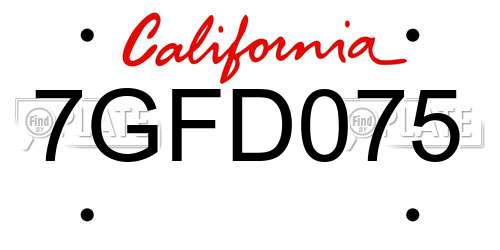 7GFD075 California License Plate