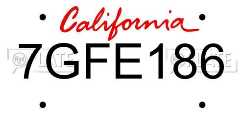 7GFE186 California License Plate
