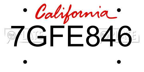 7GFE846 California License Plate