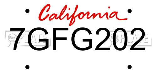 7GFG202 California License Plate