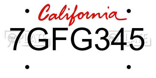 7GFG345 California License Plate