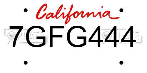 7GFG444 California License Plate