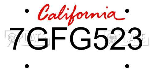 7GFG523 California License Plate
